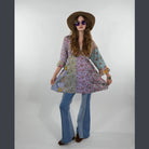 Boho Hippie Cotton Floral Patchwork 1/2 Sleeve Kurtha Top - The Elevated Hippie