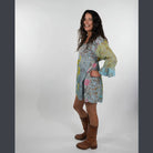 Boho Hippie Cotton Floral Patchwork 1/2 Sleeve Kurtha Top - The Elevated Hippie