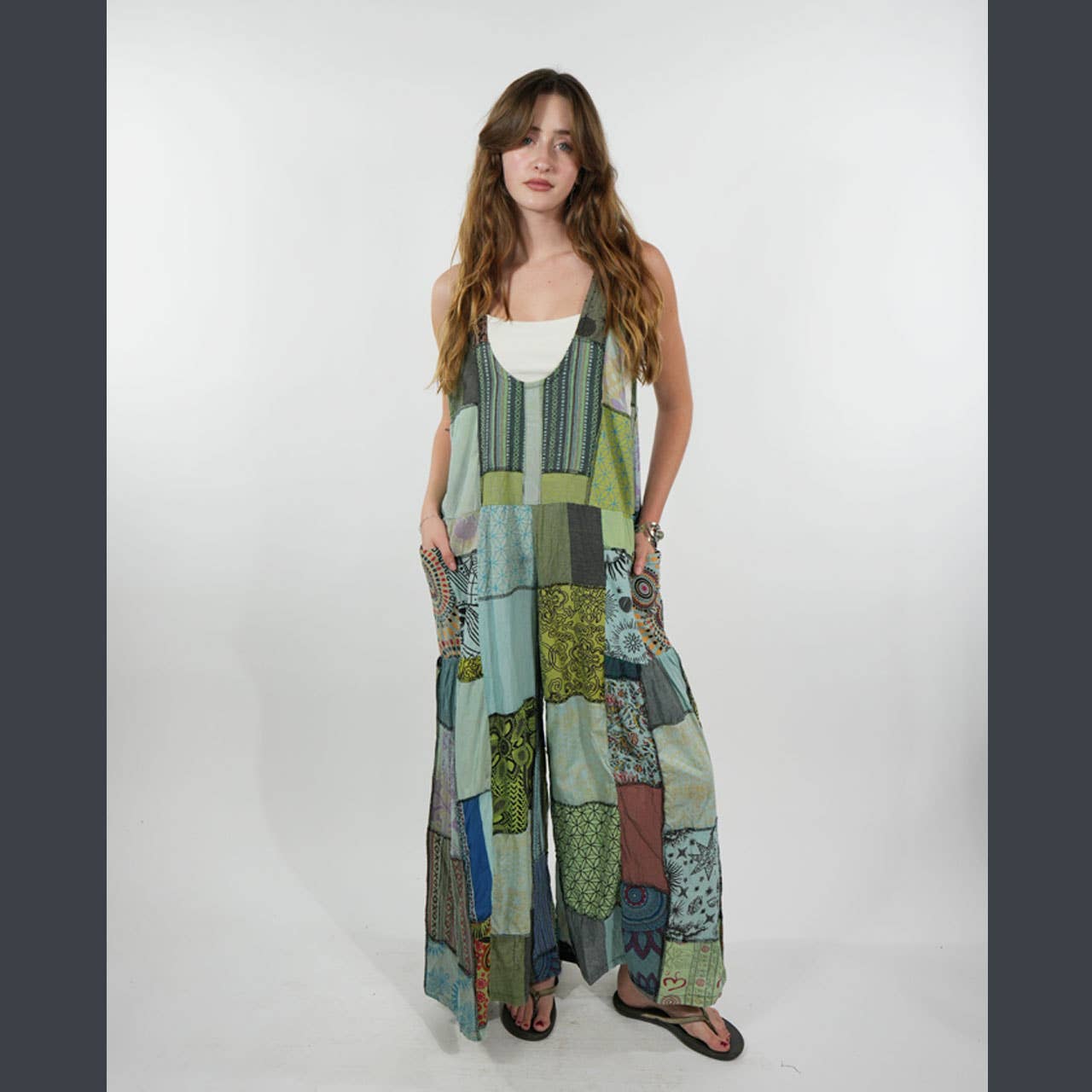 Hippie Boho Patchwork Cotton Jumper with Outer Pockets - The Elevated Hippie