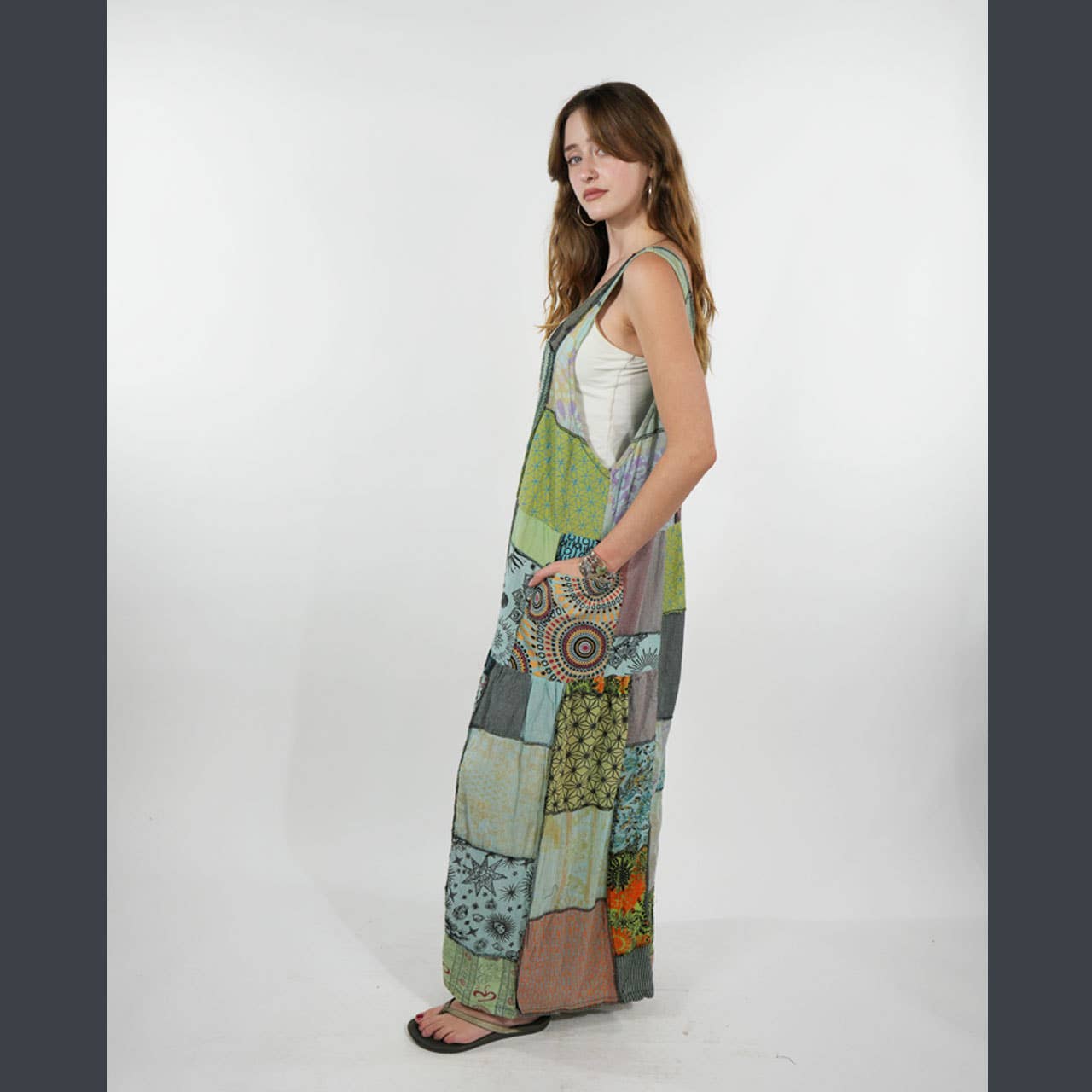 Hippie Boho Patchwork Cotton Jumper with Outer Pockets - The Elevated Hippie