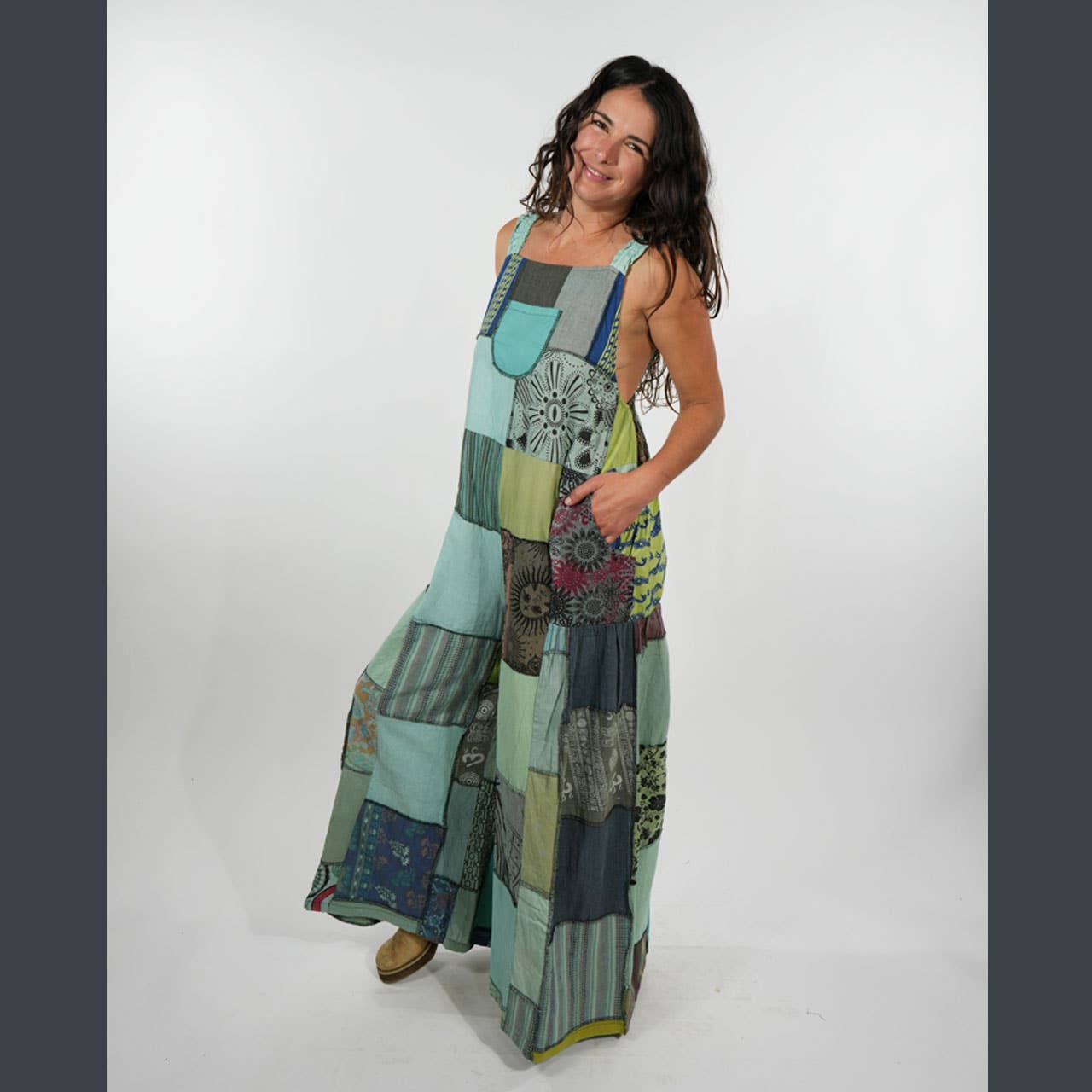 Hippie Boho Patchwork Cotton Overalls - The Elevated Hippie