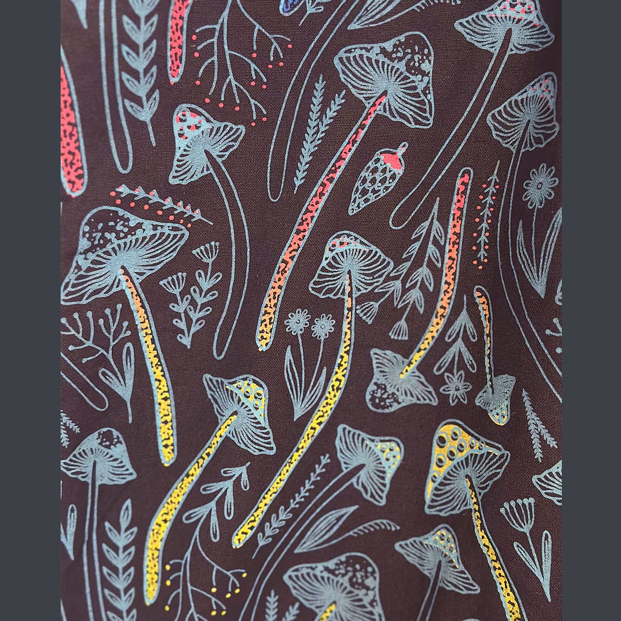 Cotton 5 Pocket Overalls with Multi Mushroom Print - The Elevated Hippie