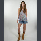 Hippie Boho Cotton Floral Patchwork Tank Top - The Elevated Hippie