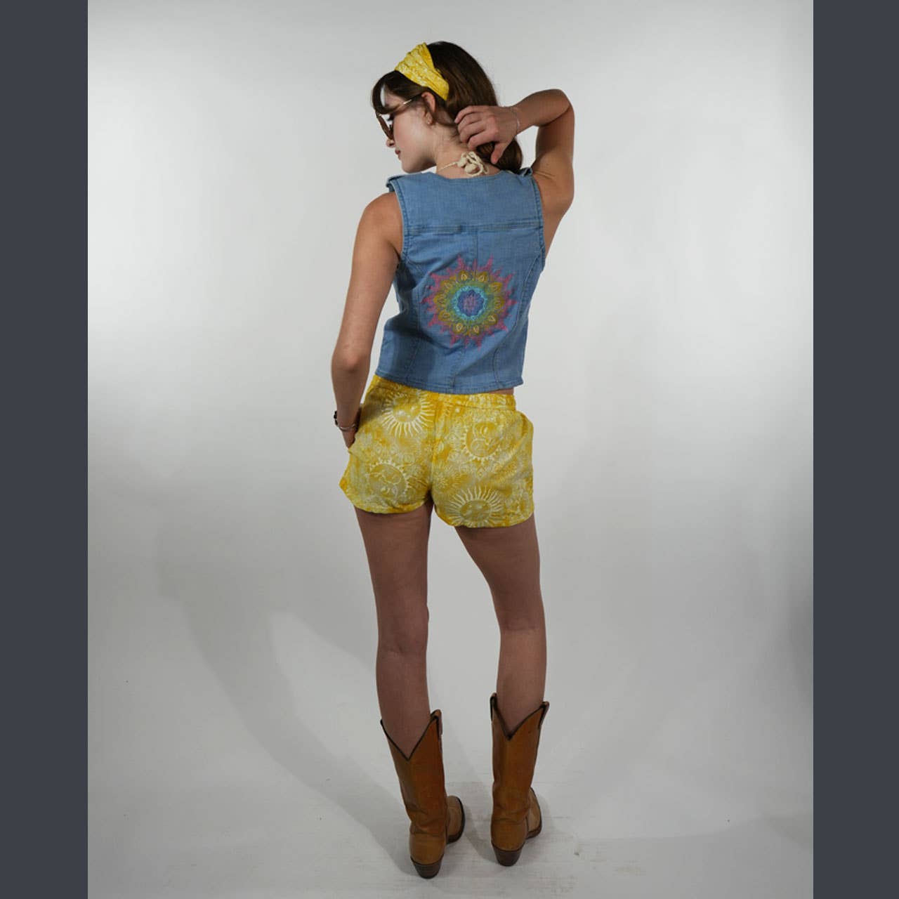 Hippie Boho Cotton Celestial Tie-Dye Hot Shorts With Pockets - The Elevated Hippie