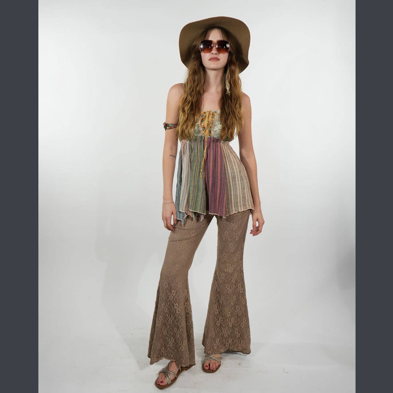 Boho Hippie Lace & Cotton Spandex Bell Pants - The Elevated Hippie