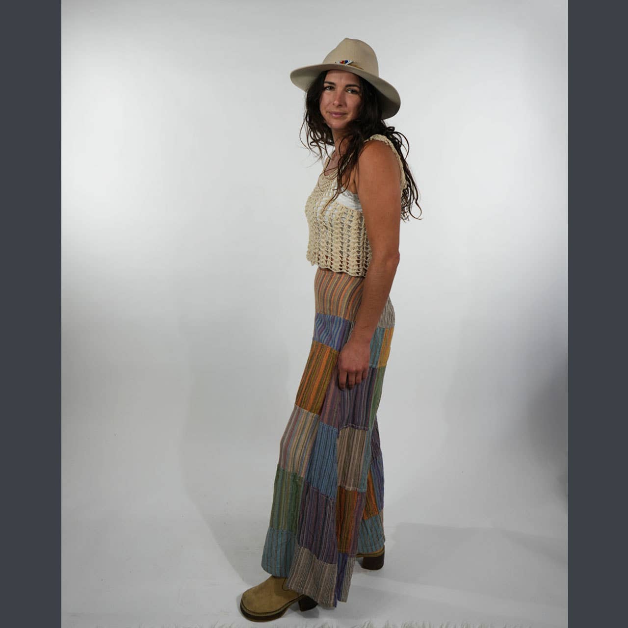 Hippie Boho Striped Cotton Patchwork Wide Leg Pants - The Elevated Hippie