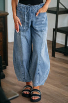 Paperbag Waist Barrel Jeans with Patch Pockets boho clothing, festival outfit, hippie style apparel | Elevated Hippie