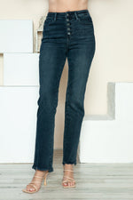 Judy Blue Full Size Button Fly Hem Destroy Straight Jeans - The Elevated Hippie