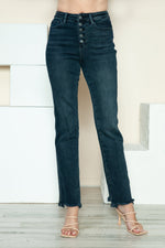 Judy Blue Full Size Button Fly Hem Destroy Straight Jeans - The Elevated Hippie