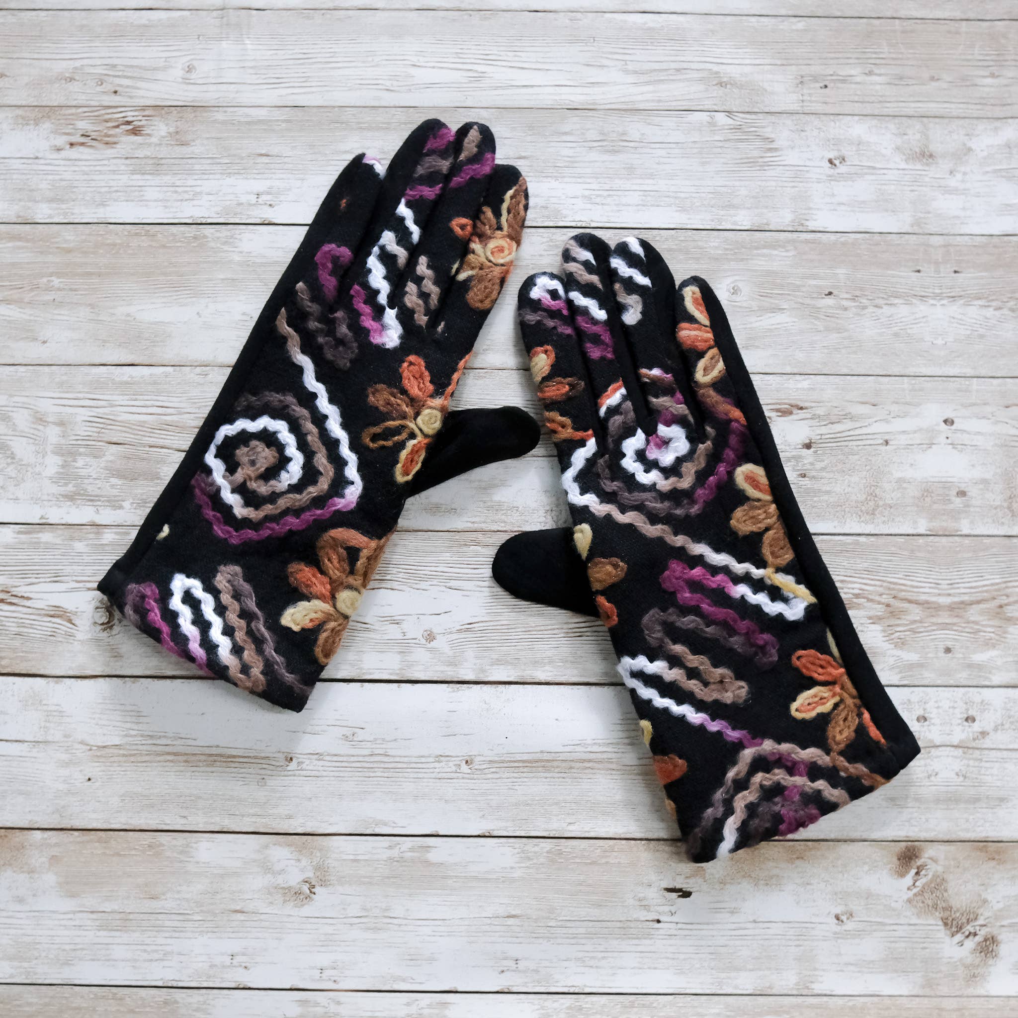 Hand Embroidered Fleece Lined Winter Gloves (Pack of 6) - The Elevated Hippie