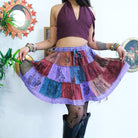 Patchwork Flowy Mini Skirt with Pockets - The Elevated Hippie
