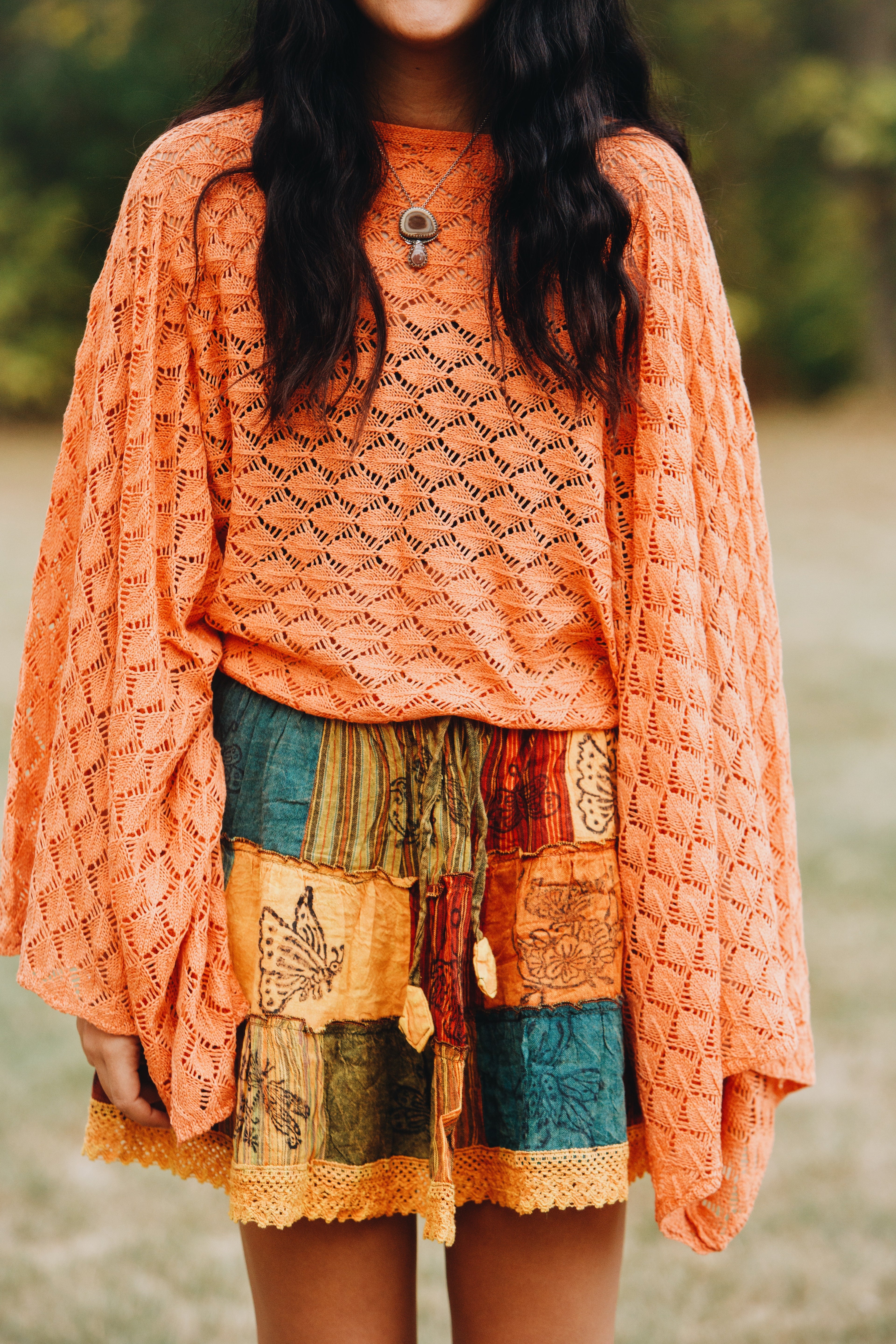 Patchwork Flowy Mini Skirt with Pockets - The Elevated Hippie