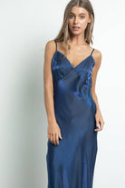 Blue Iridescent midi slip dress - The Elevated Hippie