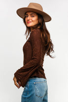 BELL BOTTOM LONG SLEEVE FLORAL JACQUARD KNIT TOP - The Elevated Hippie