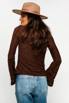 BELL BOTTOM LONG SLEEVE FLORAL JACQUARD KNIT TOP - The Elevated Hippie