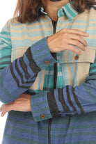 Ombre Striped Zipper Shirt Jacket - The Elevated Hippie