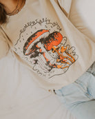 Comfortably Numb Sand Thrifted Graphic Sweatshirt - The Elevated Hippie