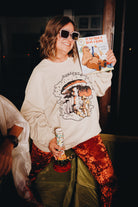 Comfortably Numb Sand Thrifted Graphic Sweatshirt - The Elevated Hippie