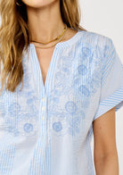 Striped Henley Embroidered Top - The Elevated Hippie