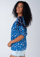 Floral Balloon Sleeve Tassel Tie Neck Blouse - The Elevated Hippie