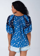 Floral Balloon Sleeve Tassel Tie Neck Blouse - The Elevated Hippie