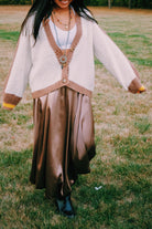 Color Block Sunflower Crochet V Neck Cardigan - The Elevated Hippie