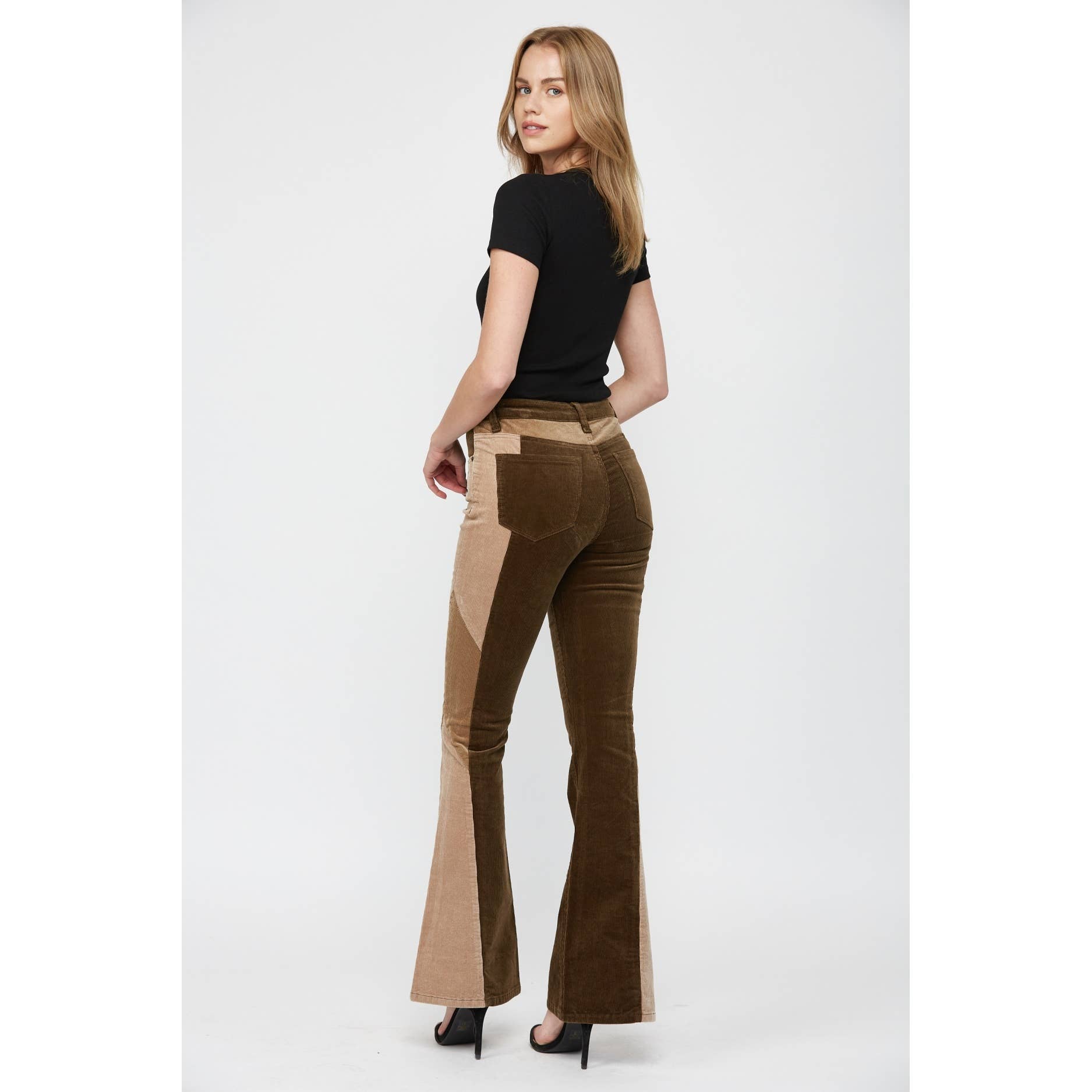 HIGH RISE FLARE CORDUROY with BLOCKING DETAIL - The Elevated Hippie