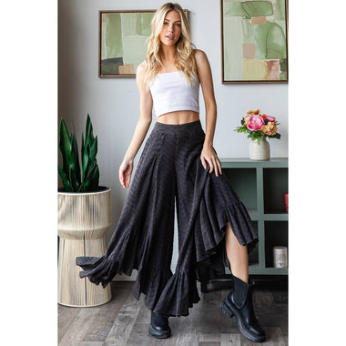 Oli and Hali Washed Ruffled Hem Pants – Drift into Boho Bliss - The Elevated Hippie