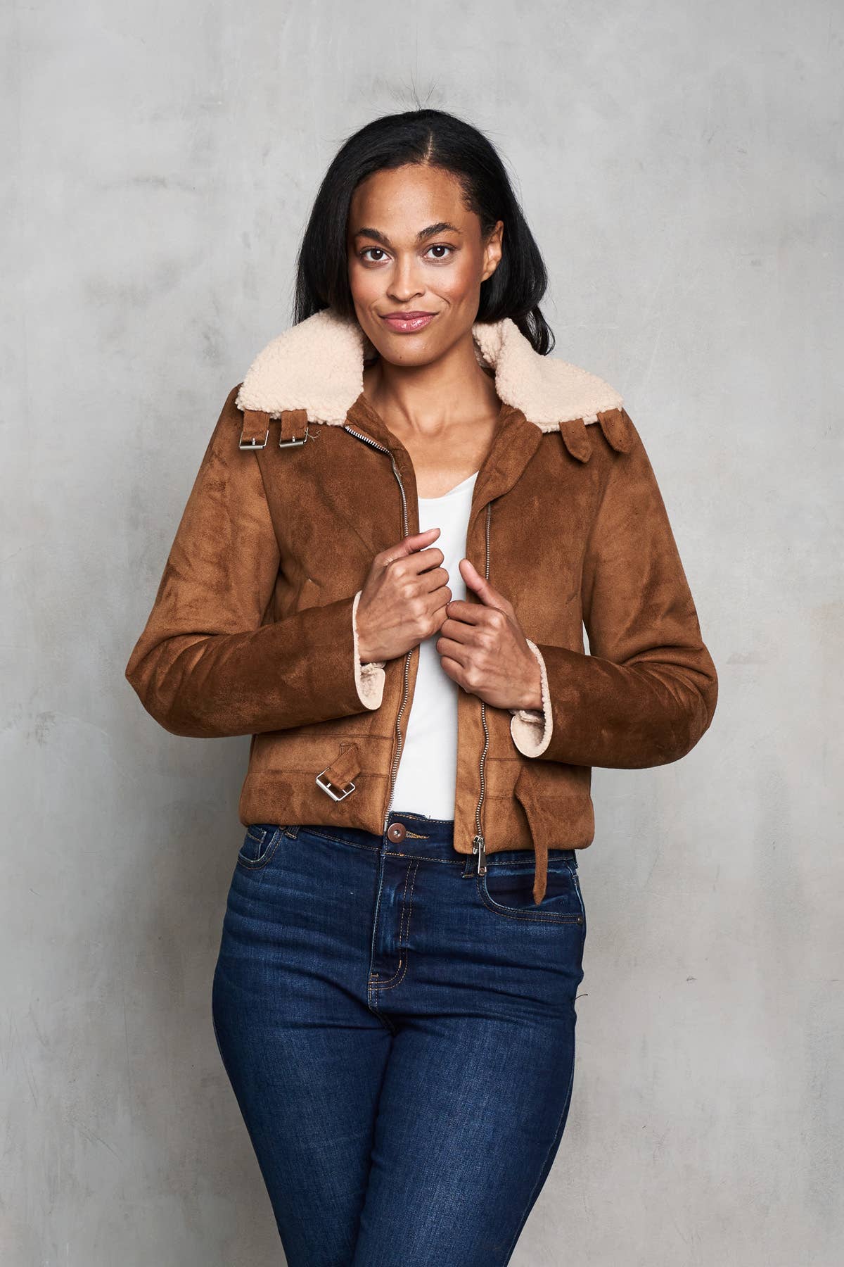 Faux Suede Sherpa Peace Jacket - The Elevated Hippie