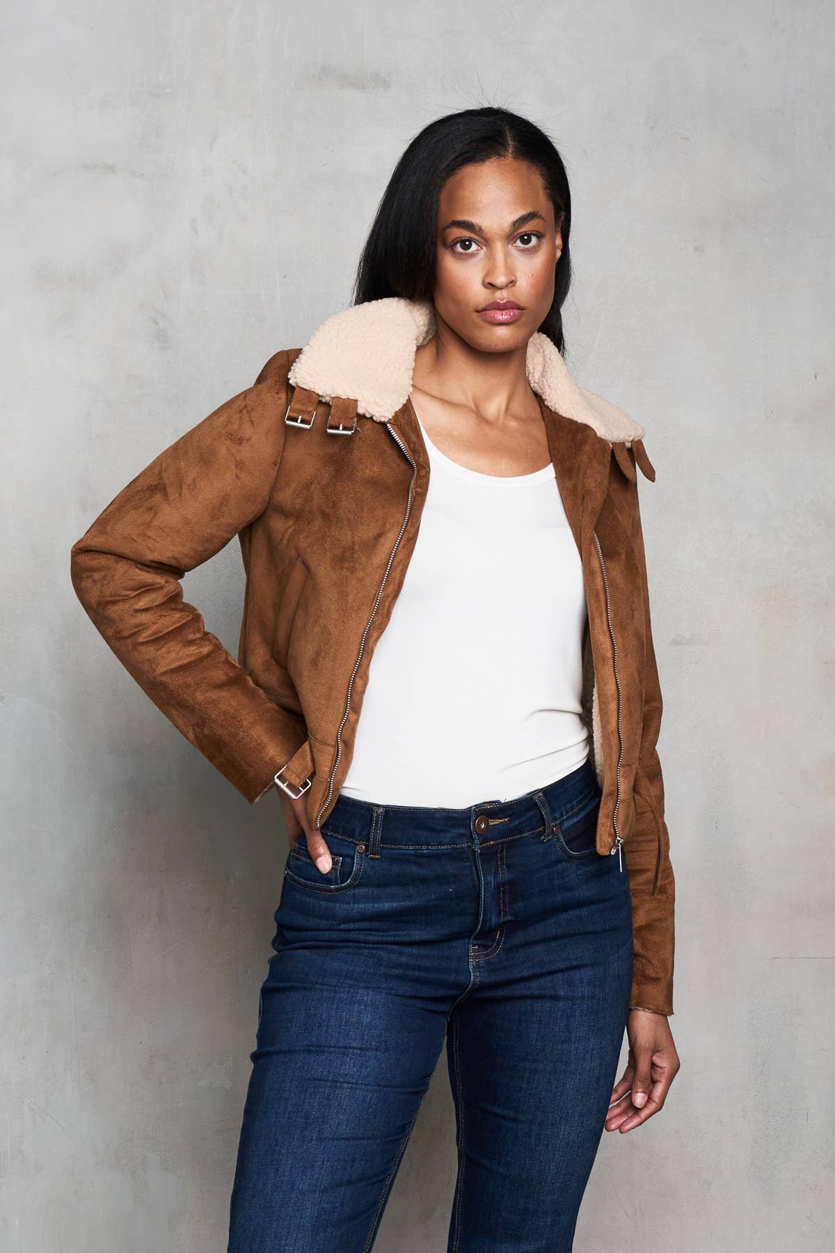 Faux Suede Sherpa Peace Jacket - The Elevated Hippie