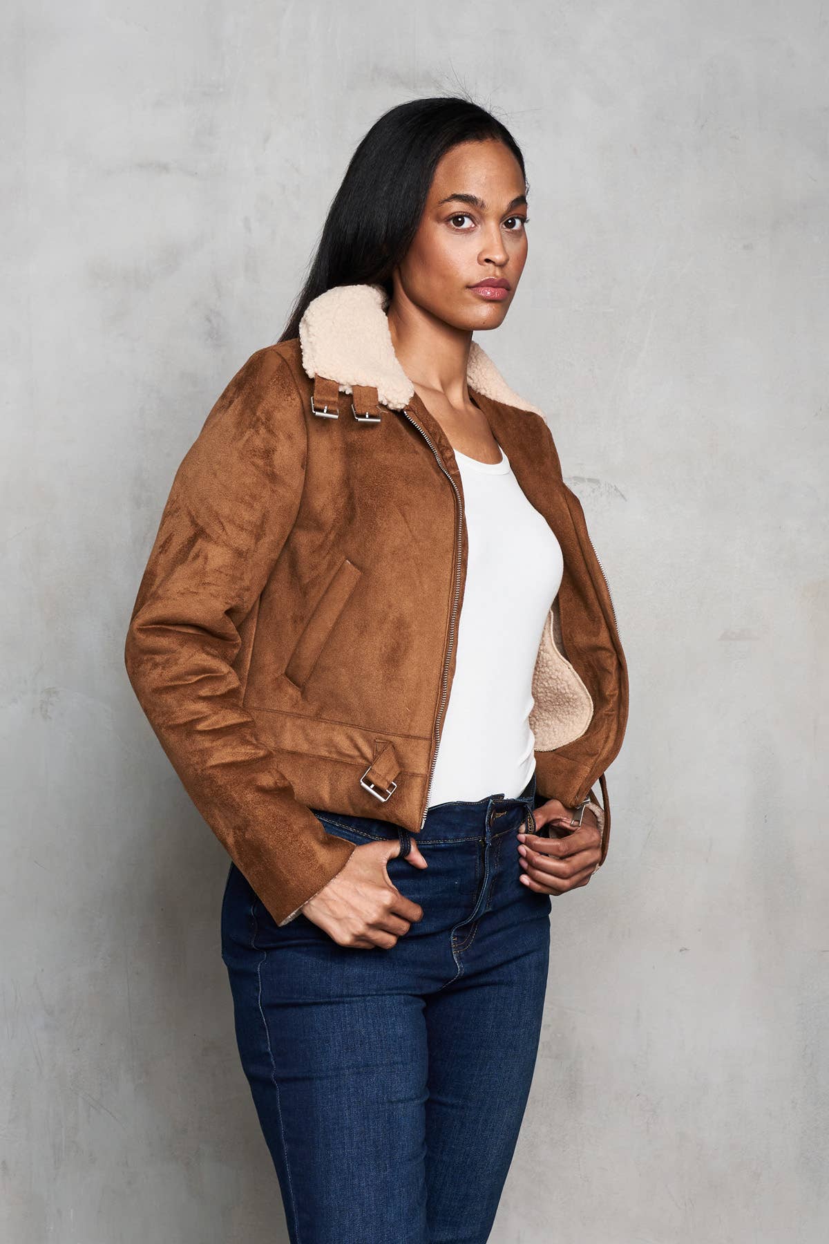Faux Suede Sherpa Peace Jacket - The Elevated Hippie