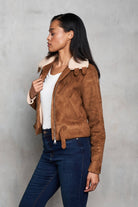 Faux Suede Sherpa Peace Jacket - The Elevated Hippie