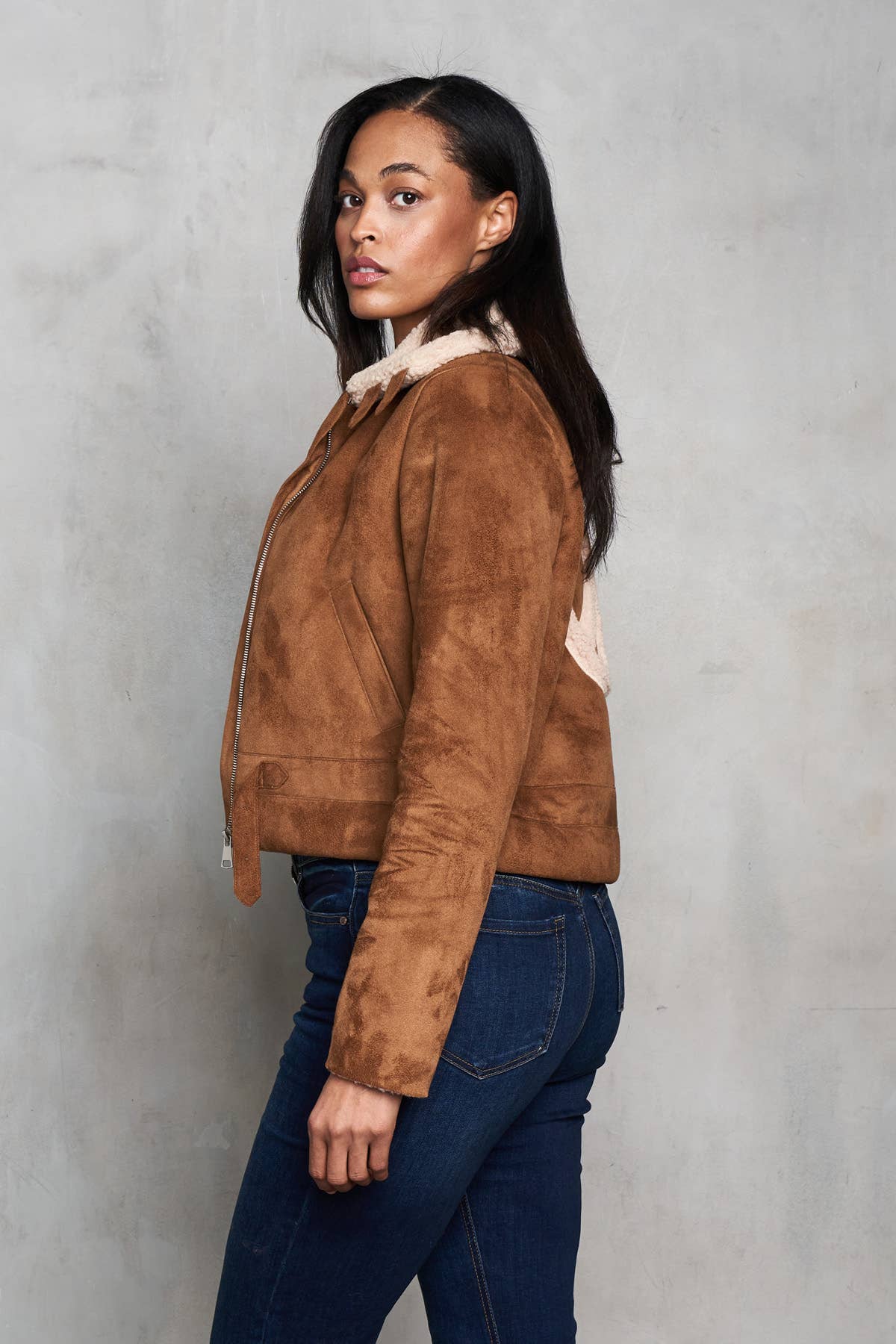 Faux Suede Sherpa Peace Jacket - The Elevated Hippie