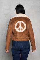 Faux Suede Sherpa Peace Jacket - The Elevated Hippie
