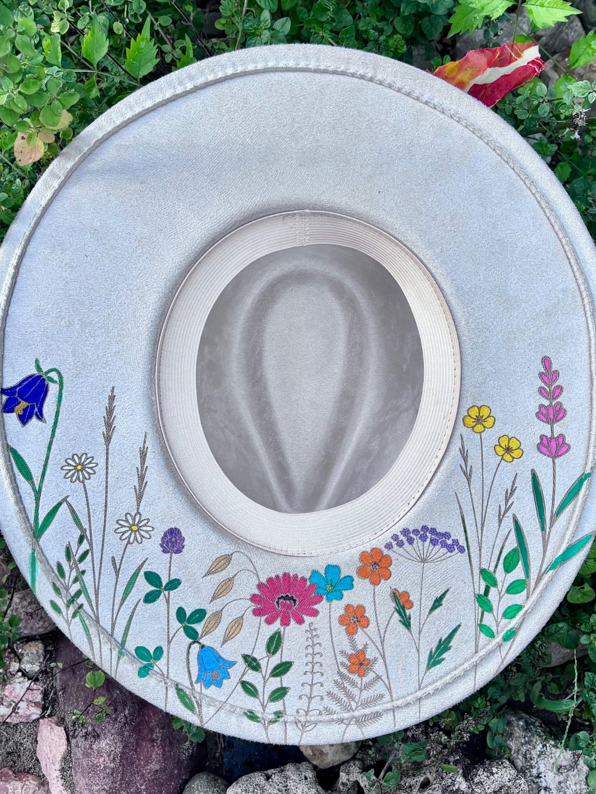Vegan Suede Painted Wildflower Rancher Hat