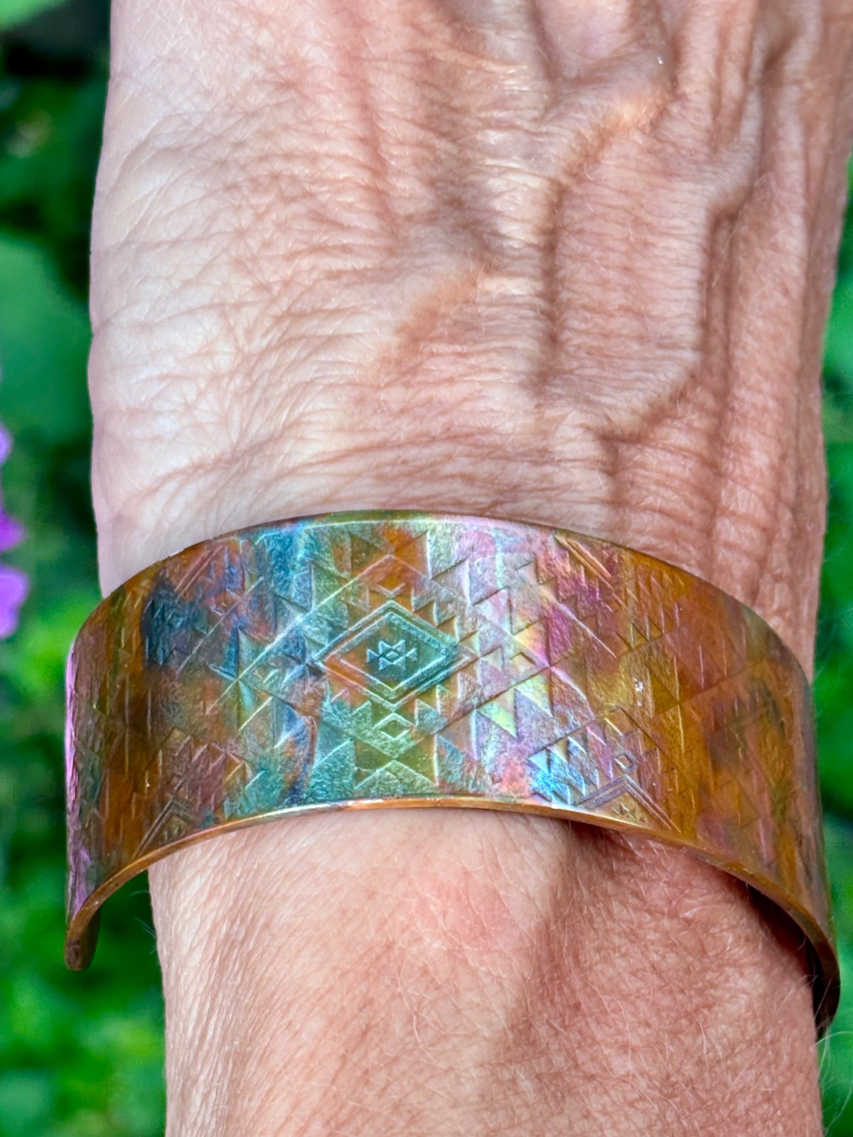 1" Fire Painted Women's Cuff Bracelets With Designs