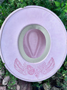 Pink Butterfly and Feather Vegan Suede Rancher Hat