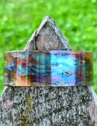 Mens fire painted copper cuff bracelet color detail