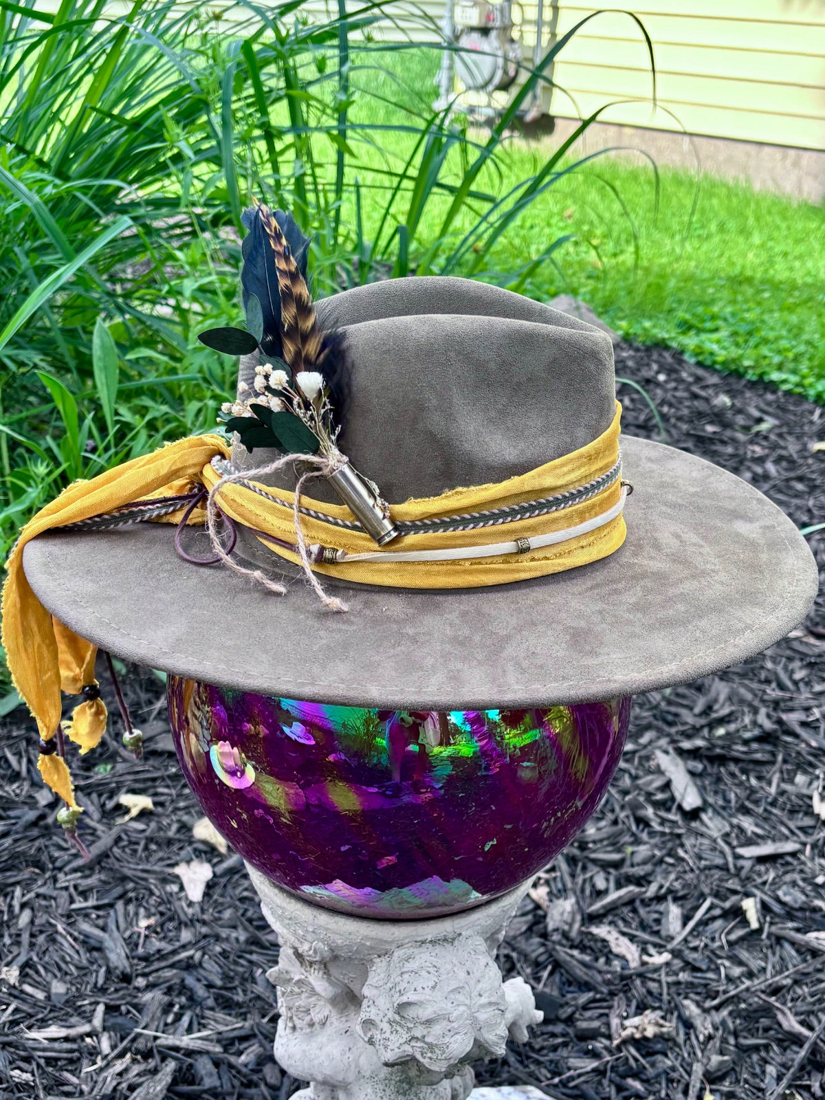 Cactus vegan suede rancher hat worn, styled shot