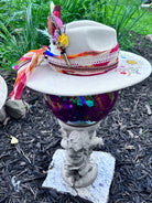 Wildflower vegan suede rancher hat worn, styled shot