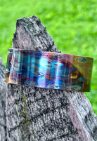 Mens fire painted copper cuff bracelet edge detail