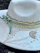 Layered hatband detail on dandelion rancher hat
