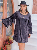 Plus Size Round Neck Flounce Sleeve Mini Dress – Effortless Charm with a Boho Twist - The Elevated Hippie