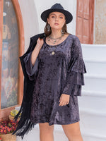 Plus Size Round Neck Flounce Sleeve Mini Dress – Effortless Charm with a Boho Twist - The Elevated Hippie