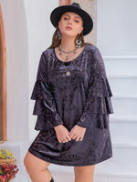Plus Size Round Neck Flounce Sleeve Mini Dress – Effortless Charm with a Boho Twist - The Elevated Hippie