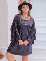 Plus Size Round Neck Flounce Sleeve Mini Dress – Effortless Charm with a Boho Twist - The Elevated Hippie
