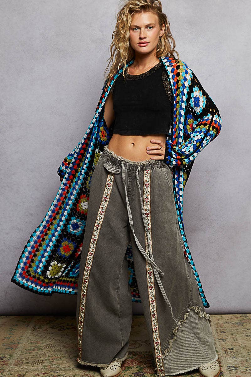 Long Sleeve Various Colors Crochet Cardigan - The Elevated Hippie
