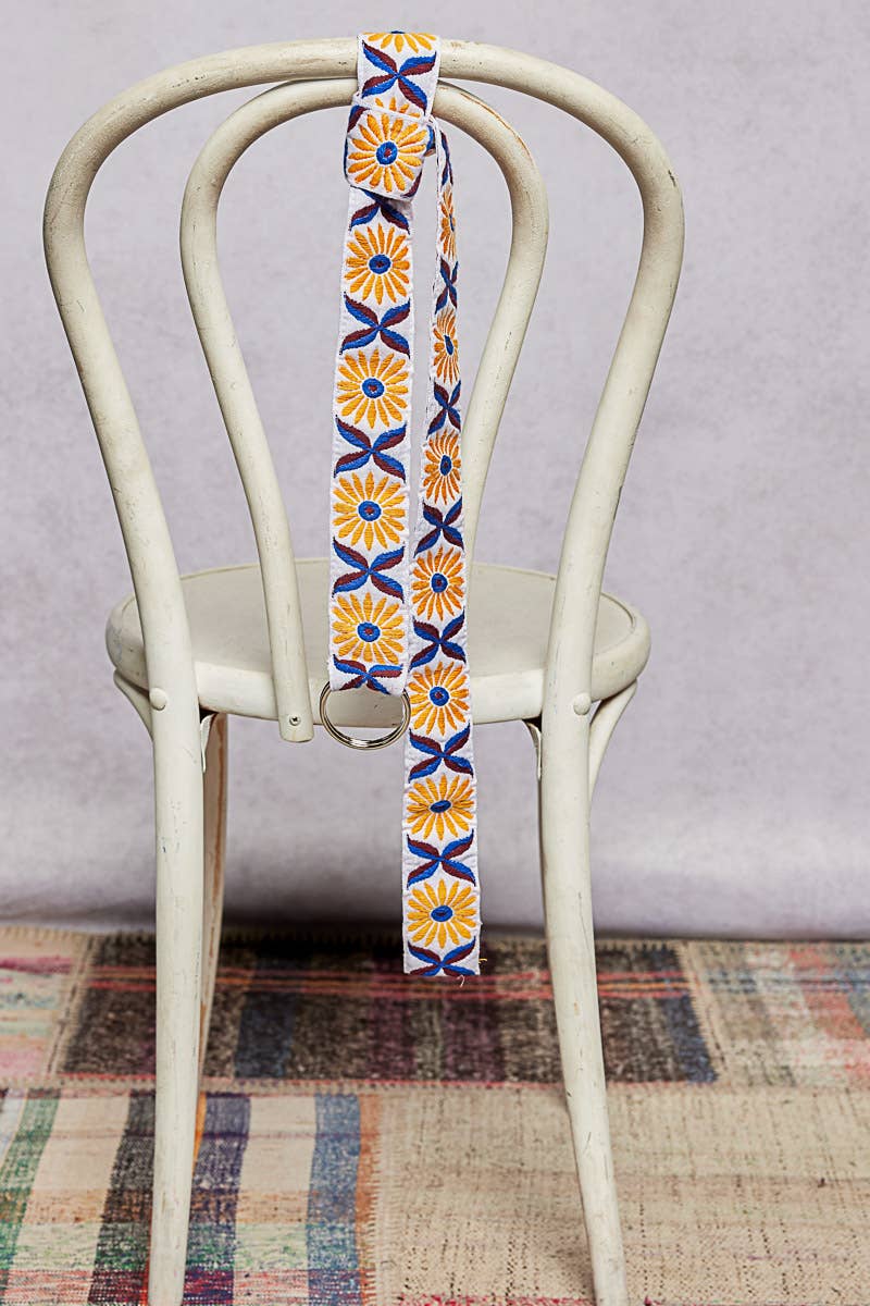 Boho Floral Embroidery Waist Belt - The Elevated Hippie