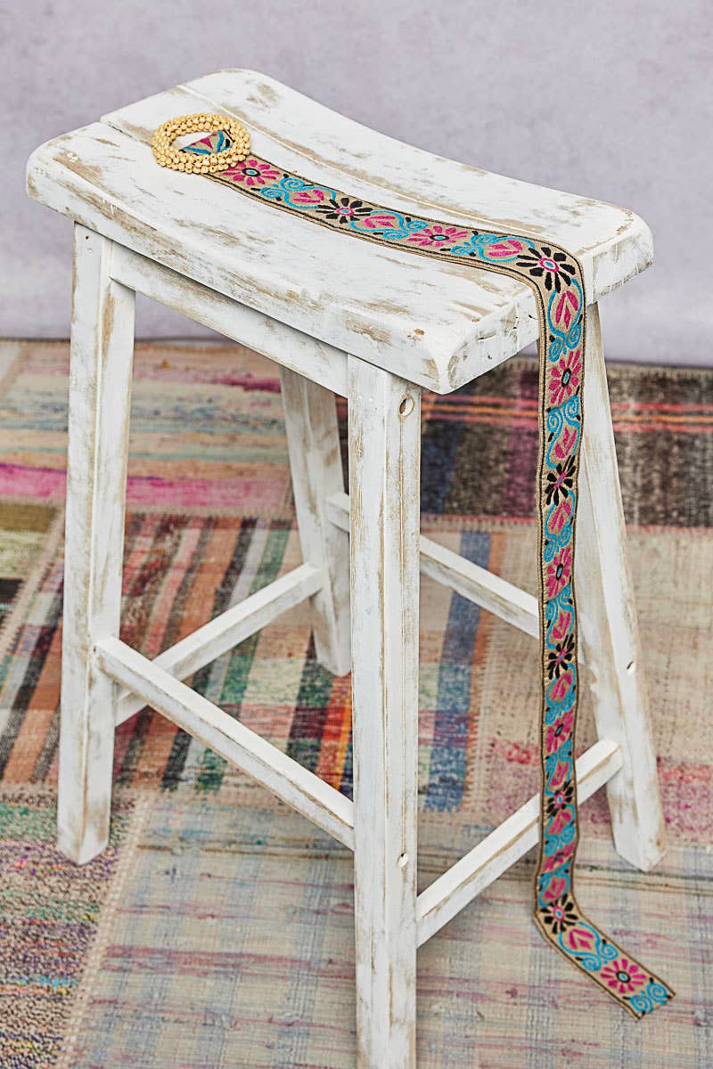 Beaded Round Buckle Floral Taupe Belt - The Elevated Hippie