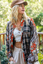 Vintage washed long sleeve button down plaid woven shirt - The Elevated Hippie